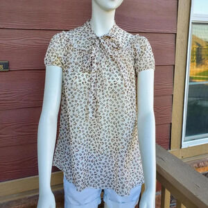 Lavish Maternity Sheer Animal Print Tie Front Blouse Size Medium NWOT